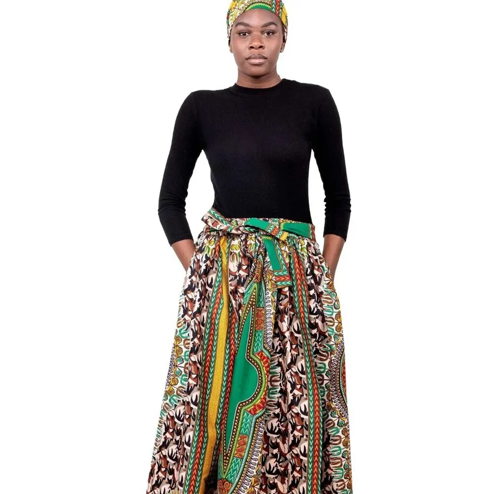 Dashiki Camouflage Long Maxi Skirt